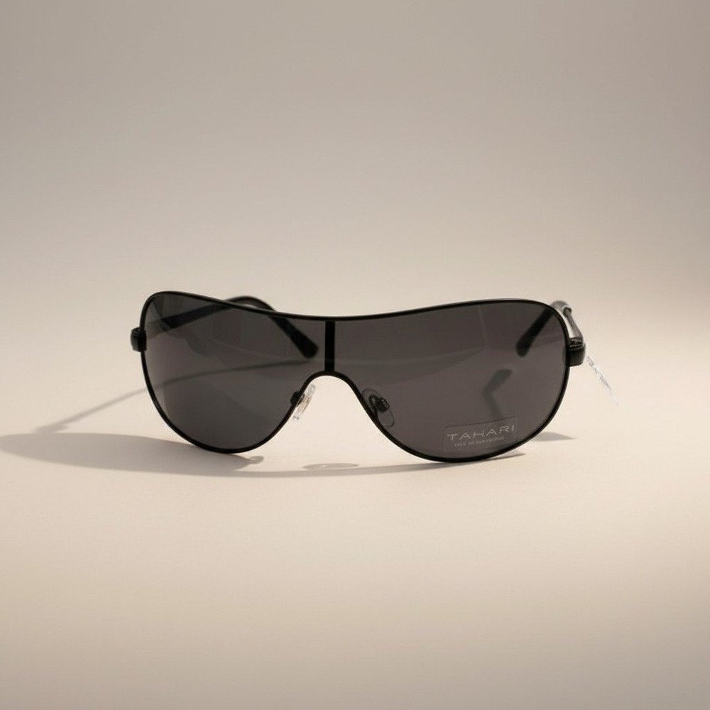Tahari Men's Square Aviator Sunglasses – Black Frame & Lenses – Brand New